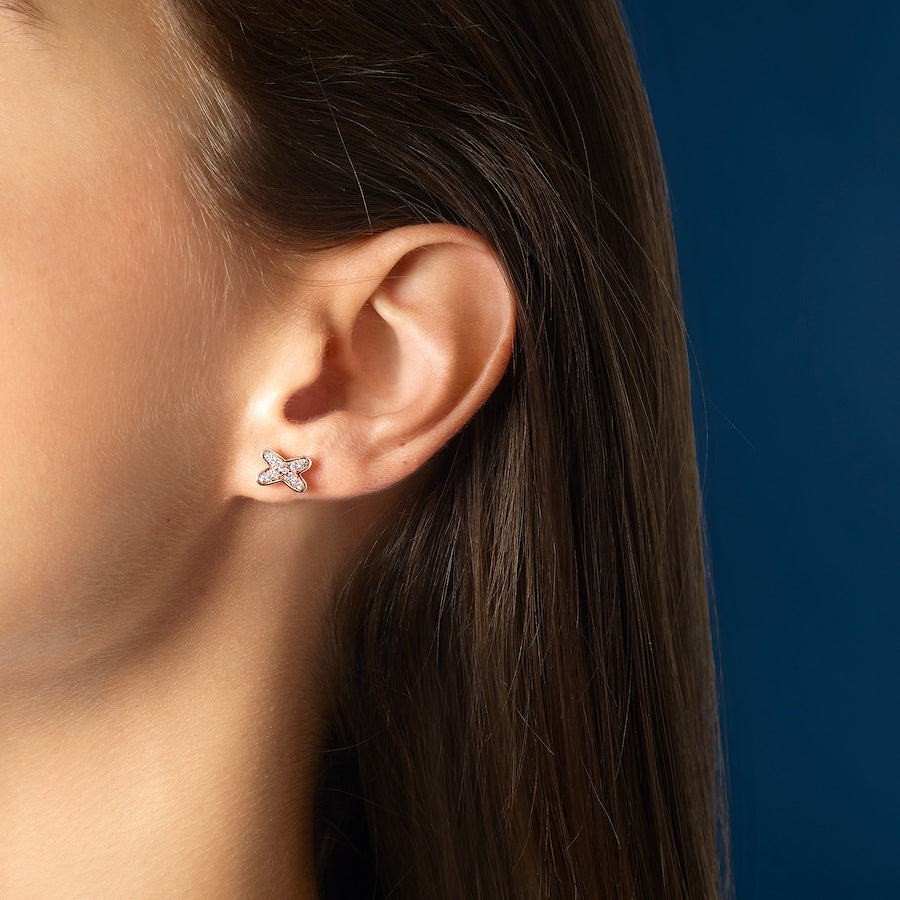 Jeux de Liens - Earring - Rose Gold - Full Pave