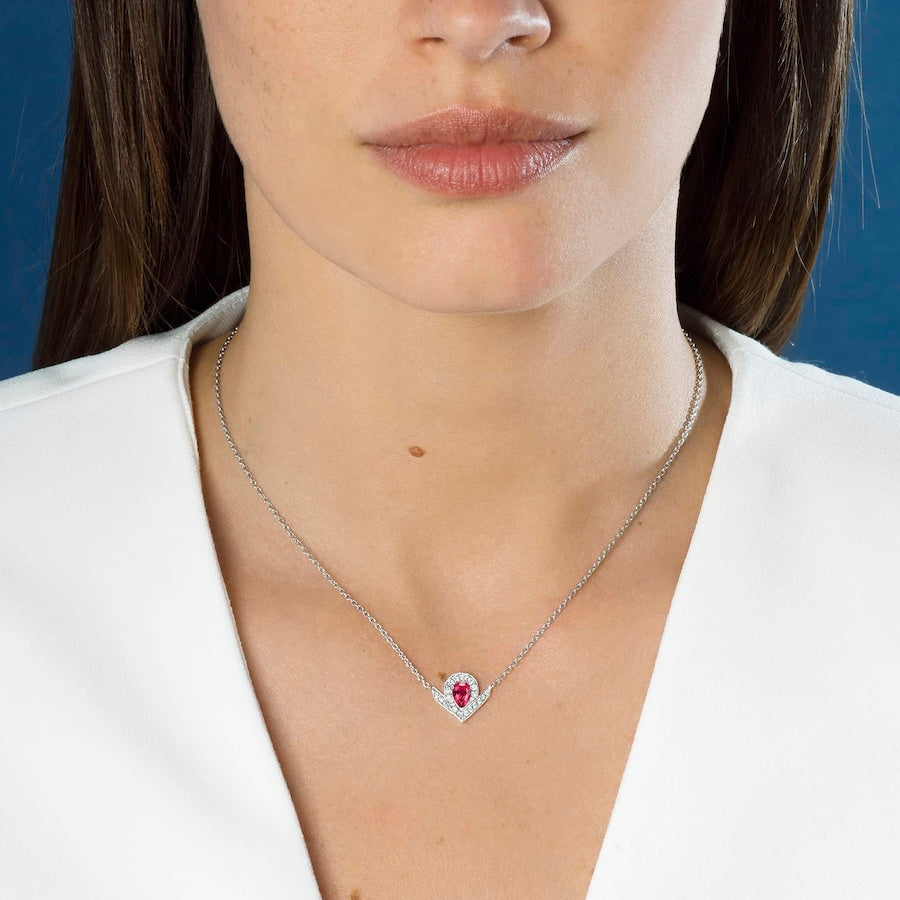Josephine Aigrette - Necklace - White Gold - Rubellite
