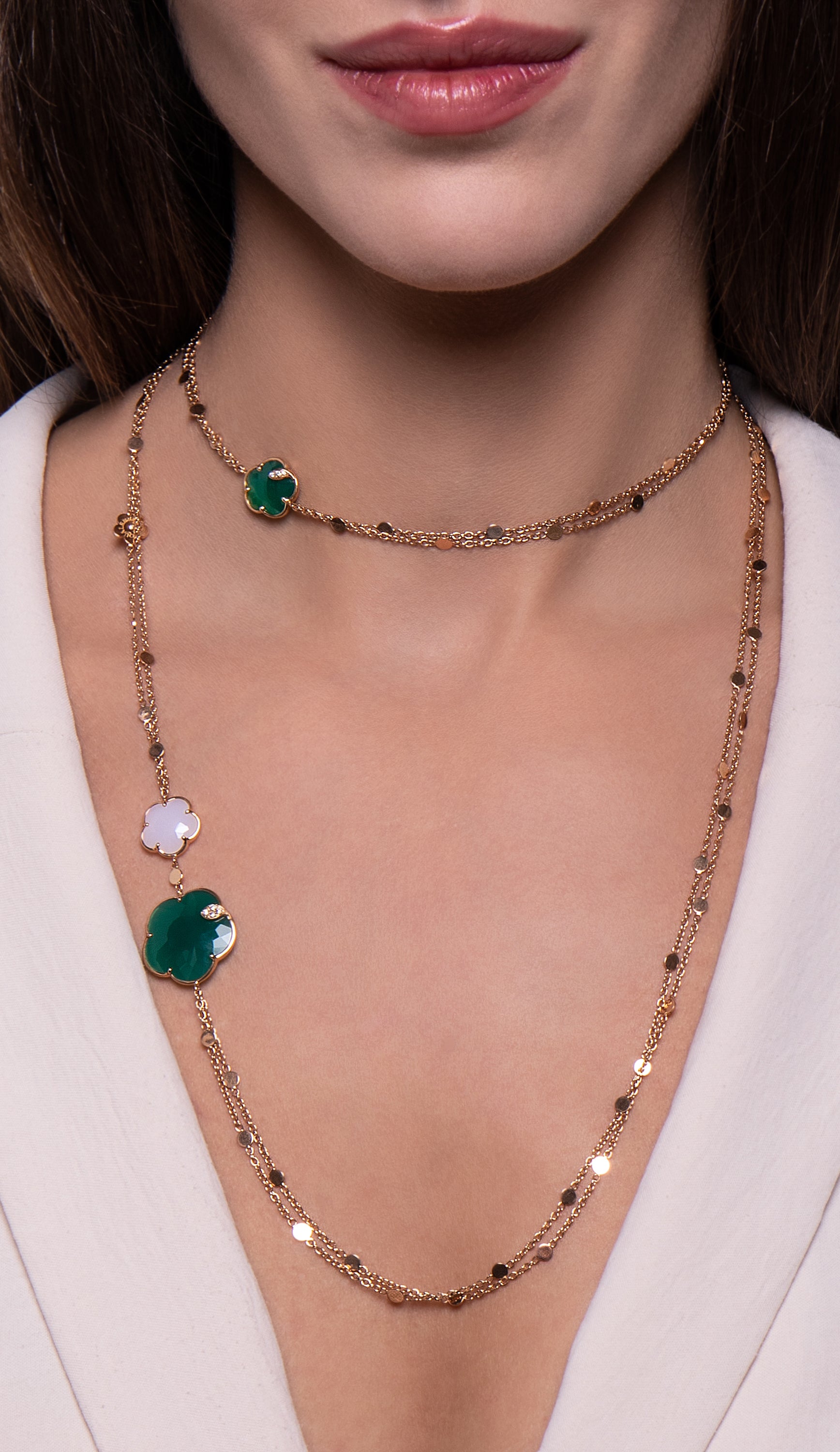 Pasquale bruni - Ton Joli - Necklace - Green & White Agate - NZ