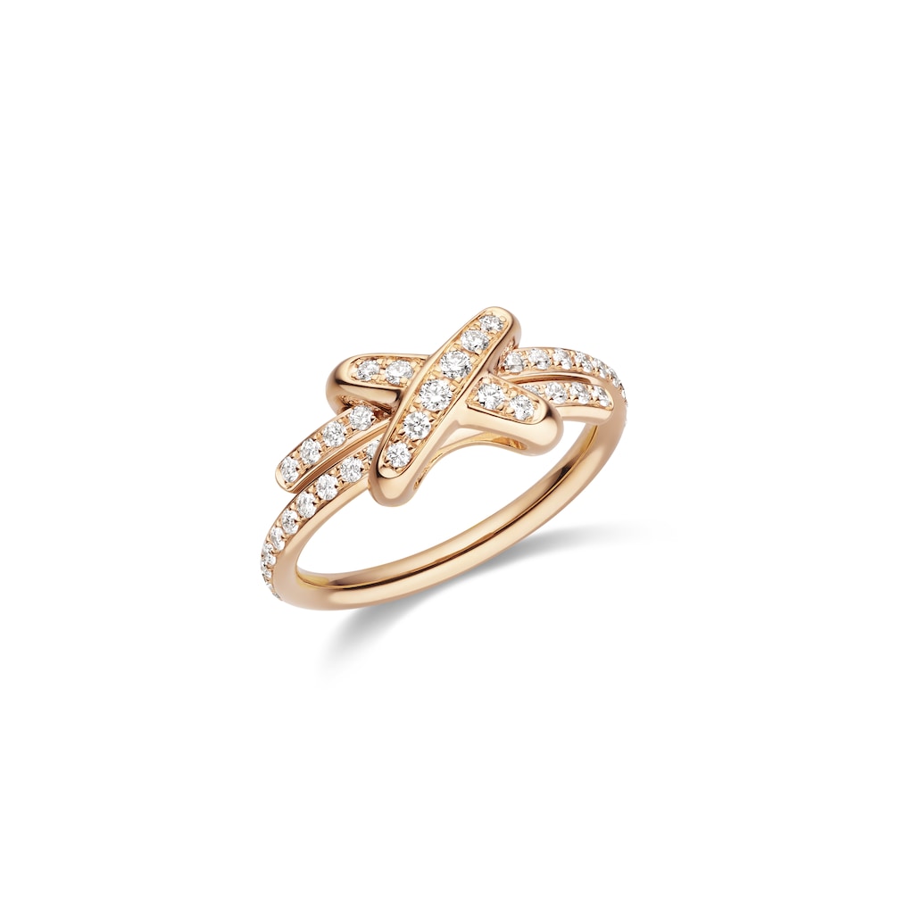 Jeux de Liens Ring - Rose Gold - Full Pave - 2mm