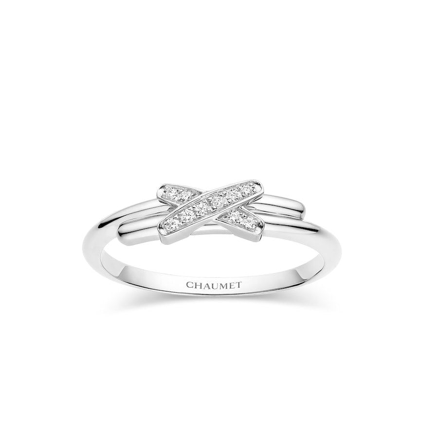 Jeux de Liens - Ring - White Gold - Semi Pave - 1.5mm