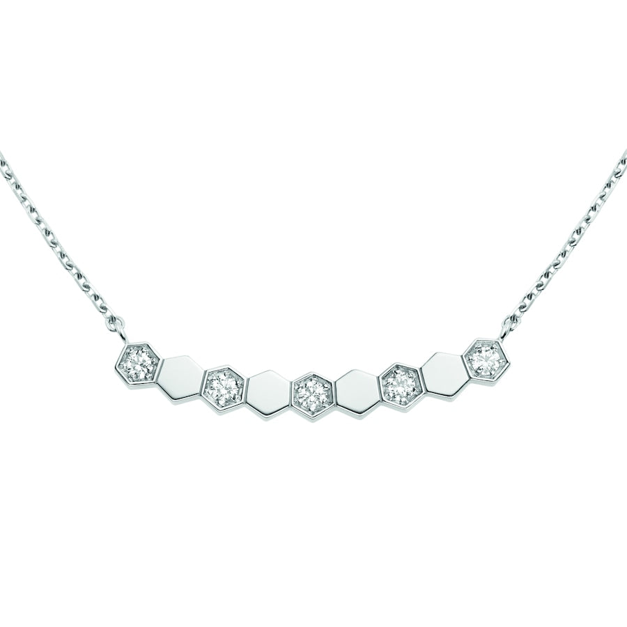 Bee de Chaumet - Necklace - White Gold - Semi Pave - Honeycomb
