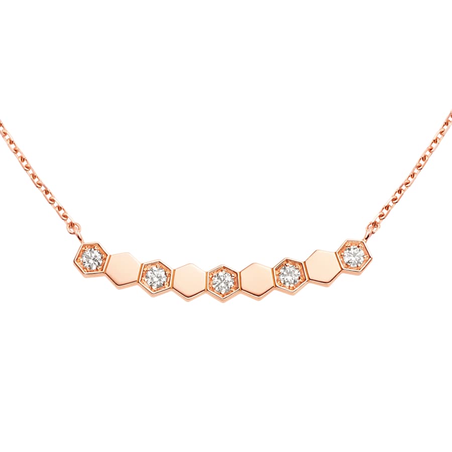 Bee de Chaumet - Necklace - Rose Gold - Semi Pave - Honeycomb