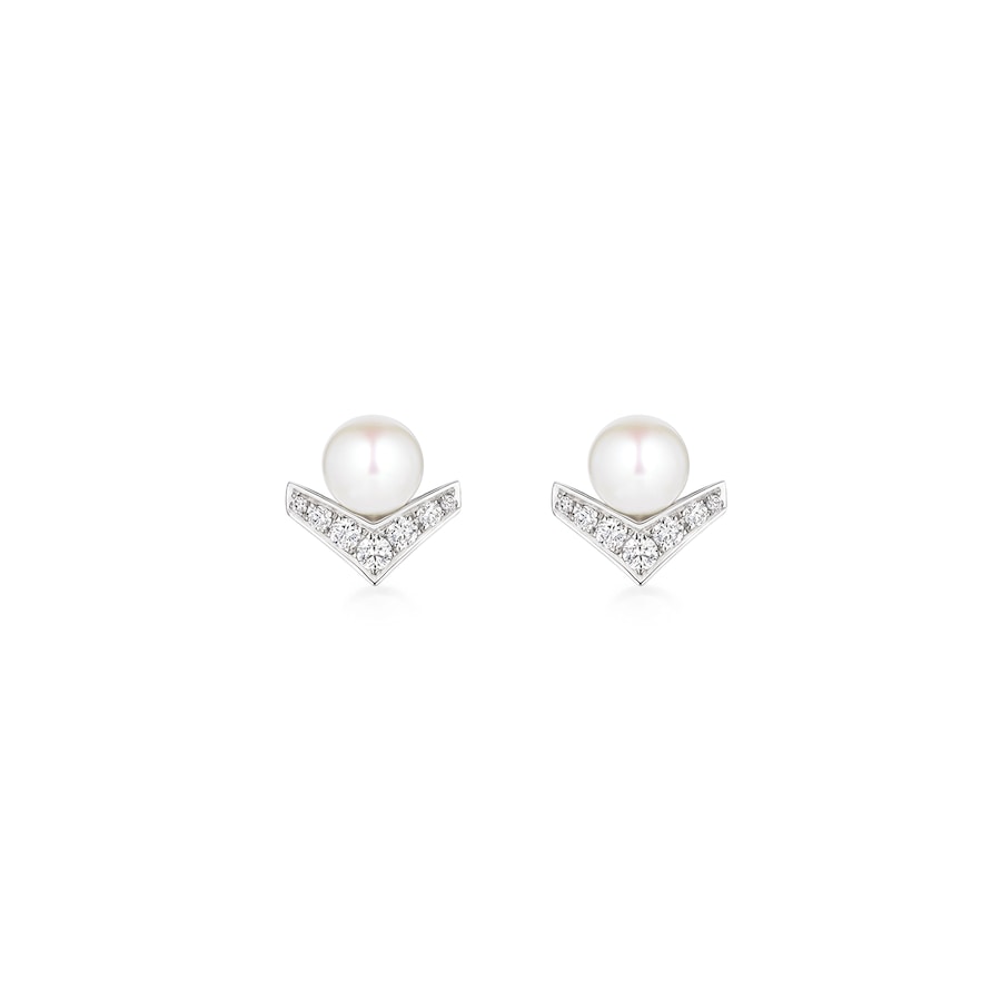 Josephine Aigrette - Earrings - White Gold & Mother of Pearl - Stud