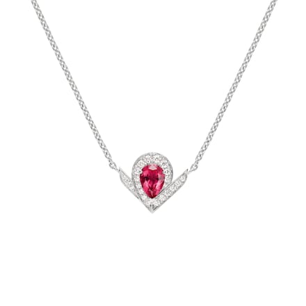 Josephine Aigrette - Necklace - White Gold - Rubellite