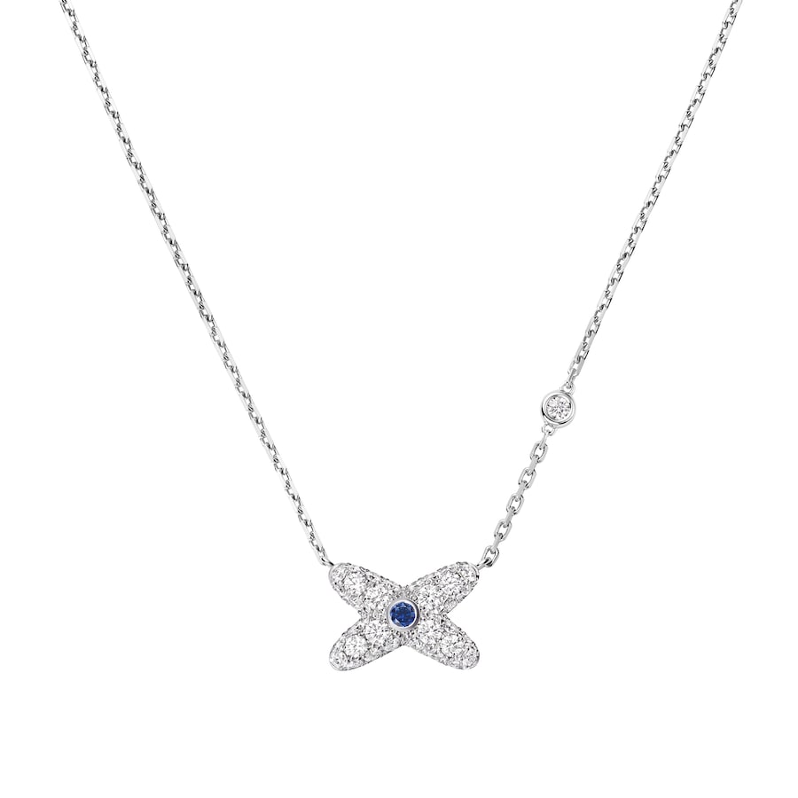 Jeux de Liens - Necklace - White Gold - Diamonds with 1 Saphire