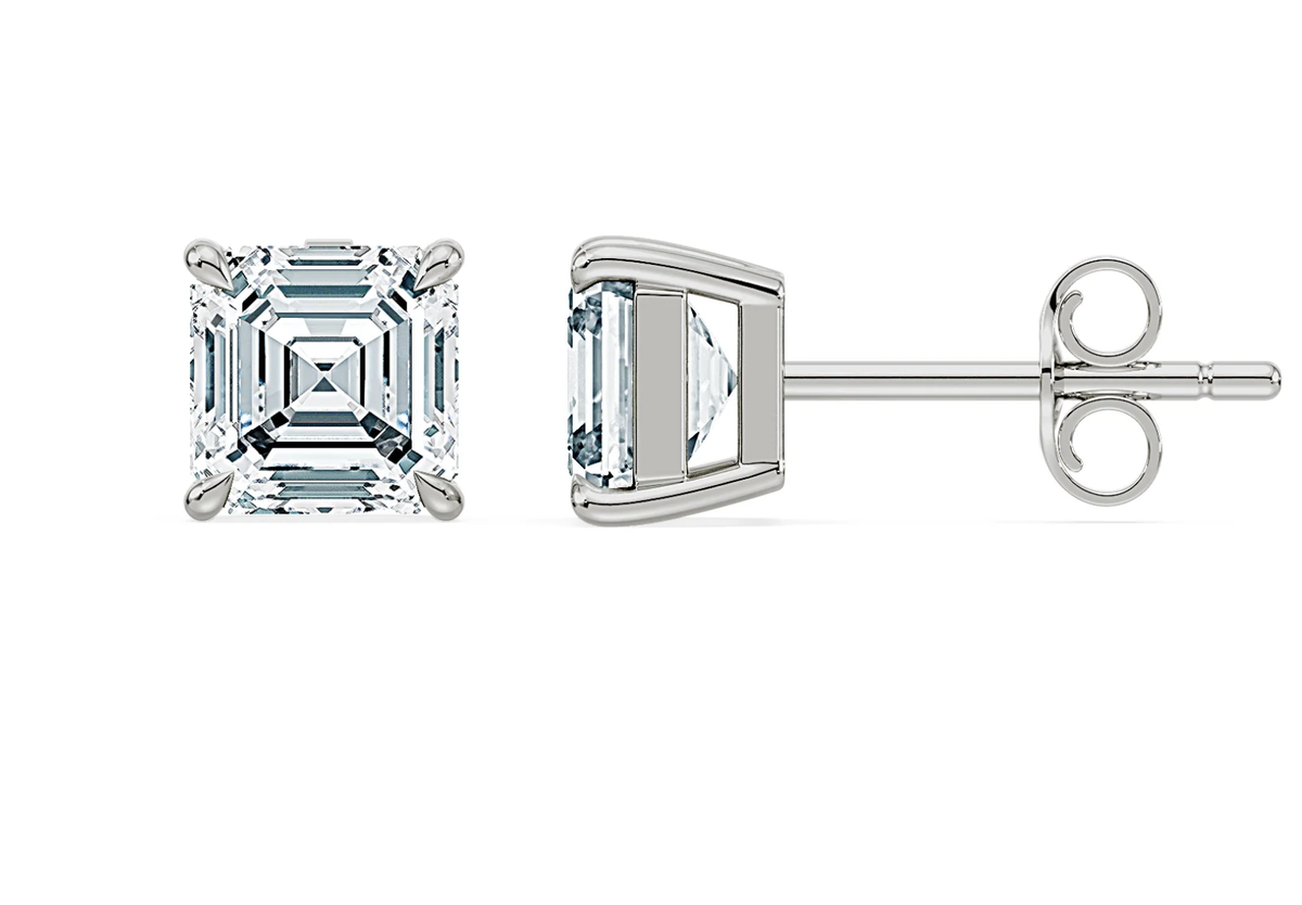 Royal Asscher - Constance Diamond Studs - Asscher Cut 0.55-0.58ct - White Gold