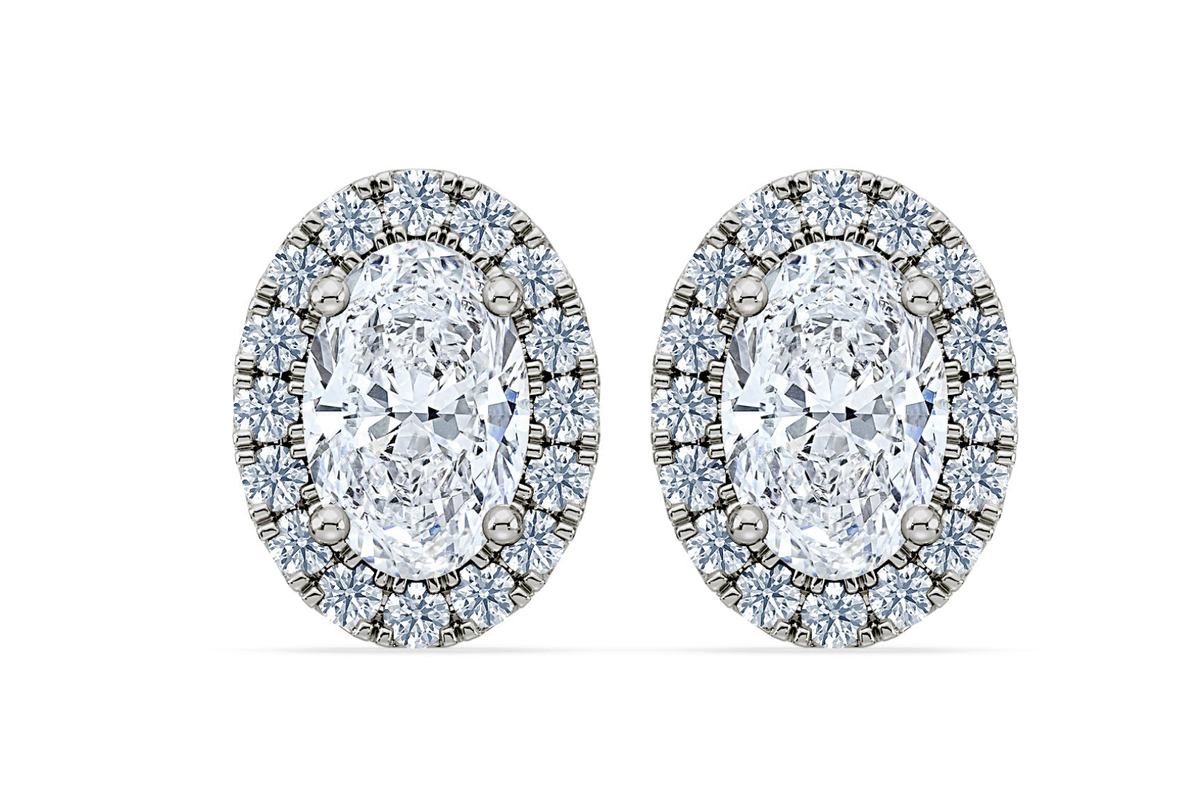 Royal Asscher - Vera Halo Stud - Oval Cut 0.53-0.54ct - White Gold
