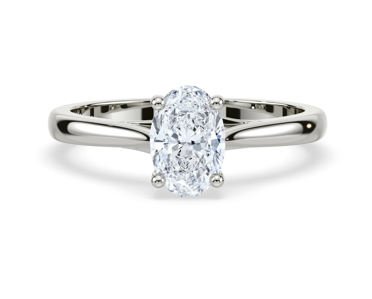 Royal Asscher - Faustina Solitaire - Oval Cut 1.02ct - White Gold